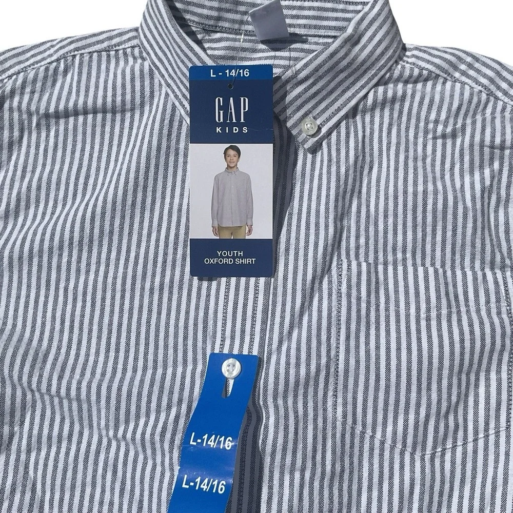 Boys Gap Kids Youth Oxford Shirt Long Sleeves, Blue Size L (14/16) NWT